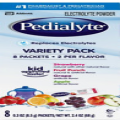 Pedialyte Electrolyte Powder Variety Pack Hydration Drink 0.3 Oz 8 Count Tasty