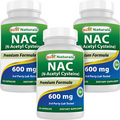 3 Pack Best Naturals NAC - n-acetyl cysteine - 600 mg 120 Capsules