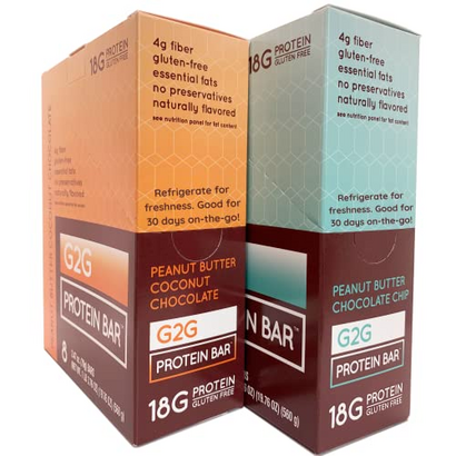G2G Peanut Butter Lovers Protein Bars, 16-Count, 2 Packs of 8, Fresh, Healthy, Gluten-Free Snack, Delicious, No Refined Sugar, High Protein, 39.52 Ounce