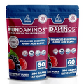 FUNDAMINOS - Premium Plant Based Organic Essential Amino Acids Powder + BCAA Powder - Gluten Free, Non-GMO Amino Acid Supplement for Muscle Mass, Peak Strength & Muscle Recovery (2 Bags 60 Servings)