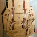 JAVA MONSTER Heavy Duty Canvas Backpack w/Leather Straps Vault Back to School