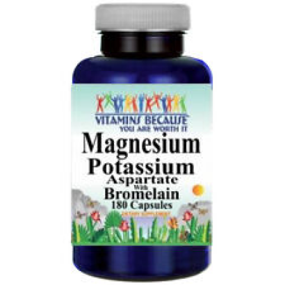 Magnesium Potassium Aspartate and Bromelain 180 Caps by Vitamins Because