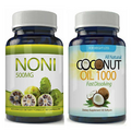 Natural Coconut Oil Softgels & Noni Fruit Weight Loss Fat Burner Capsules Combo