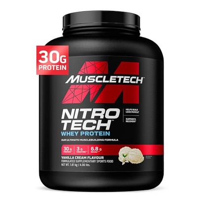 MUSCLETECH Proteinpulver, Nitro-Tech Protein Isolate & Peptide, zum Muskelaufbau, für Männer und Frauen, Vanille Geschmack, 1.81 kg (1er Pack) (Verpackung kann variieren)