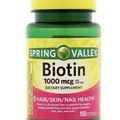 Spring Valley Biotin 1000 mcg 150 Softgels Hair, Skin, Nail Health