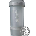 BlenderBottle Shaker Bottle with Pill Organizer and Storage for Protein Powder, ProStak System, 22-Ounce, Pebble Grey