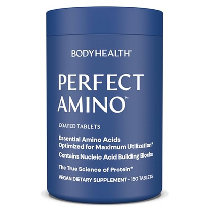 BodyHealth PerfectAmino (150 ct) Easy to Swallow Tablets, Essential Amino Acids Supplement with BCAAs, Vegan Protein for Pre/Post Workout & Muscle Recovery with Lysine, Tryptophan, Leucine, Methionine