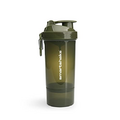 Smartshake O2GO ONE Plastic Protein Shaker Bottle 800 ml | 27 oz - Leakproof Screw-on Lid - BPA Free – Unisex - Army Green