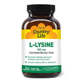 Country Life L-Lysine 500mg with B-6, Supports Immune Health, Promotes Collagen Renewal in Lips and Mouth, 100 Vegan Capsules, Certified Gluten Free, Certified Vegan