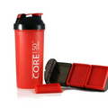Core150® Attitude Shaker - Red - 35oz Protein Shaker Bottle. Contains easy stack removable storage with 3 compartments