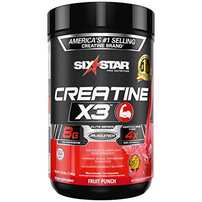 Creatine Powder Six Star Creatine X3 Creatine HCl + Creatine Monohydrate Powder Muscle Builder & Muscle Recovery Workout Supplement Creatine Supplements Fruit Punch (35 Servings), 2.5 Pound (Pack of 1) (SSCH3-002-FP-0-US)
