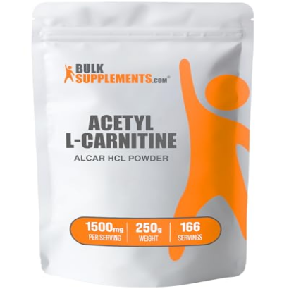 BulkSupplements.com Acetyl L-Carnitine Powder - ALCAR Powder, Acetyl L-Carnitine 1500mg, Carnitine Supplement - Gluten Free, 1500mg per Serving, 250g (8.8 oz) (Pack of 1)