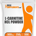 BULKSUPPLEMENTS.COM L-Carnitine HCl Powder - Carnitine Supplement, Carnitine Powder, L-Carnitine 500mg - Unflavored & Gluten Free, 500mg per Serving, 250g (8.8 oz) (Pack of 1)