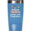 Ketogenic Diet Tumbler - Funny Keto - Low Carb - Ketogenic - Because Bacon Is Better Than Diabetes - Keto - 20oz Light Blue