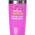 Ketogenic Diet Tumbler - Funny Keto - Low Carb - Ketogenic - Because Bacon Is Better Than Diabetes - Keto - 20oz Pink
