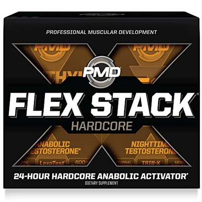 PMD Sports Flex Stack Hardcore 24-Hour Healthy Stack for Increased Muscle Mass, Strength, Reduce Soreness, Libido and Restful Sleep - Methyl Andro Hardcore 90 Capsules, Z-Test 90 Capsules