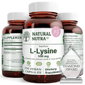 Natural Nutra L Lysine HCl, Promotes Bone Health and Growth, Improve Calcium Absorption, Non-GMO, Vegan, 500 mg, 250 Capsules.