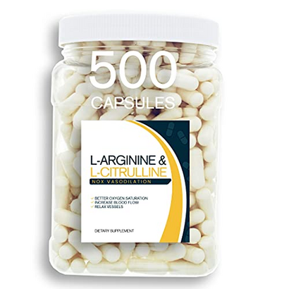 Bulk Buy NOX Blend - 500 Capsules of L-Arginine & L-Citrulline in a Clear Square Grip Jar