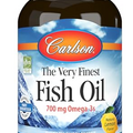 Carlson - The Very Finest Fish Oil, 700 mg Omega-3s, Norwegian Fish Oil Supplement, Wild Caught Omega 3 Fish Oil, Sustainably Sourced Fish Oil Capsules, Omega 3 Supplement, Lemon, 240 Softgels
