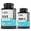 Crazy Muscle The Basics: Test 1 Boost is a Must-Have with BCAA (2 Month Supply)