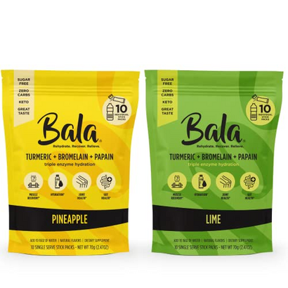 BALA Electrolyte Powder Packets, Post Workout Muscle Recovery Drink, Sugar Free, Keto, Hydration Mix for Gut Health, Joint Support, Natural Flavors, 20 Pack Bundle