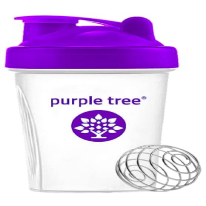 purple tree Protein Shake Bottle, Leak Proof Mixer Cup with Stainless Steel Blending Ball | 20 Oz Shaker Blender for Protein, Hydration & Supplement Mixes