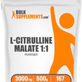 BulkSupplements.com L-Citrulline Malate 1:1 Powder - Citrulline Malate Powder, Citrulline Supplement - Unflavored & Gluten Free - 3g per Servings, 500g (1.1 lbs) (Pack of 1)