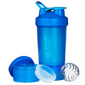 BlenderBottle Shaker Bottle with Pill Organizer and Storage for Protein Powder, ProStak System, 22-Ounce, Cyan