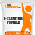 BULKSUPPLEMENTS.COM L-Carnitine Powder - Carnitine Supplement, L Carnitine 1000mg, Carnitine Powder - Amino Acid Supplement, Gluten Free, 1g per Serving, 250g (8.8 oz) (Pack of 1)