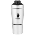 HomeLife Solutions 24oz Stainless Steel Protein Shaker with a Built-in 6.5 oz Powder Container and a Built-in Agitator