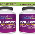 Premium Collagen Peptides Pills 2 PACK Anti-Aging Types I,II,III,V,X SEALED 240