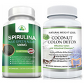 Coconut Colon Detox Cleanser & Spirulina Algae Immune Health Dietary Capsules