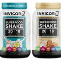 INVIGOR8 Superfood Shake (Vanilla & Salted Caramel Bundle) Gluten-Free Non GMO Meal Replacement Grass-Fed Whey Protein Shake with Probiotics and Omega 3 (1290g)