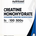 Nutricost Creatine Monohydrate Micronized Powder 500G, 5000mg Per Serv (5g) - Micronized Creatine Monohydrate, 100 Servings, 17.637 Ounes