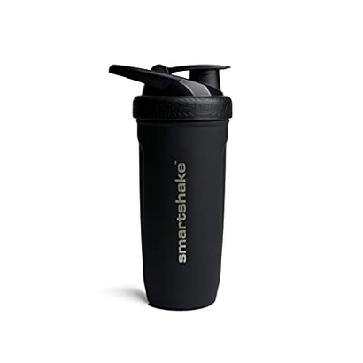 Smartshake Reforce Stainless Steel Protein Shaker Bottle 900 ml | 30 oz - Leakproof Screw-on Lid - BPA Free – Unisex - Black