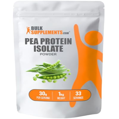 BulkSupplements.com Pea Protein Isolate Powder - Vegan Protein Powder, Pea Protein Powder - Unflavored, Plant Based Protein - Gluten Free, 30g per Serving, 1kg (2.2 lbs) (Pack of 1)