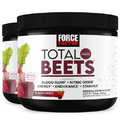 FORCE FACTOR Total Beets Superfood Beet Root Powder 2-Pack, Nitrates to Support Circulation, Blood Flow, Nitric Oxide, Energy, Endurance, Stamina, Cardiovascular Heart Health Supplement, 60 Servings