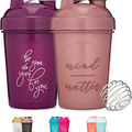 [2 Pack] 20-Ounce Shaker Bottle with Motivational Quotes (Be You Plum & Mind ove