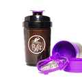 Fitness Bfit 3-in-1 Protein Shaker Bottle Perfect for Protein Shakes and Pre Workout, 16 Ounce Bottle with Pill Organizer and Powder Storage (Purple)