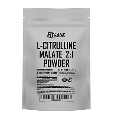 L Citrulline Malate 2 1 Powder 300 Grams - Bulk L Citrulline Powder - Free Form Amino Acid Pre Workout Supplement - Raw and Pure with no Additives by Fit Lane Nutrition.