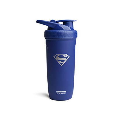 Smartshake Justice League Reforce Shaker Bottle 900ml/30 oz, DC Comics Stainless Steel Protein Shaker Water Bottle, Leakproof Water Shaker Cup, Supplement Shaker for Sport & GYM, BPA-free, DC Superman