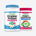 Orgain Organic Protein + Superfoods Powder (Vanilla Bean) and Orgain Organic Greens Powder + 50 Superfoods (Berry)