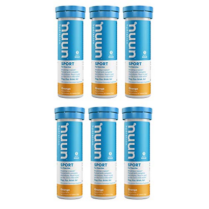 Nuun Sport: Orange Electrolyte Enhanced Drink Tablets (6 Tubes of 10 Tabs) Previously Nuun Active