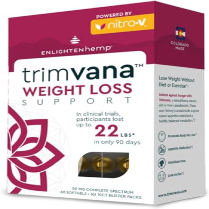 TrimVana (60-Count) | Powered by Nitro-V | Hemp-Derived Weight Loss Product | Appetite Suppressant and Reduction | All Natural | Stimulant Free