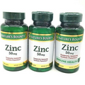 Nature's Bounty Zinc 50mg Caplets, Immune Health 100ct x 3PK Exp 6/24+
