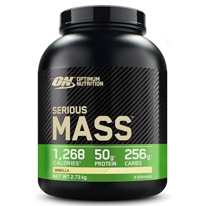 Optimum Nutrition Serious Mass, Weight Gainer Protein Powder, Mass Gainer, Vitamin C and Zinc for Immune Support, Creatine, Vanilla, 6 Pound (Packaging May Vary)