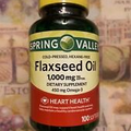 SPRING VALLEY FLAXSEED OIL VEG SOFTGELS, 1000 MG, 100 ct. ~ Expires 12/2025.