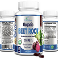 YUMMYVITE Organic Beet Root Powder Tablets - 1350mg with Black Pepper for Faster Absorption - Boosts Nitric Oxide for Energy and Stamina - 60 Tablets