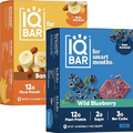 IQBAR Brain and Body Keto Protein Bars - Banana Nut and Wild Blueberry - 12 Count Energy Bars - Low Carb Protein Bars - High Fiber Vegan Bars Low Sugar Meal Replacement Bars