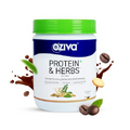 OZIVA Protein & Herbs, Men with Multivitamins,Ashwagandha,Brahmi,Maca, Musli for Improved Stamina, Lean Muscles & Recovery 1.1 lbs, Cafe Mocha. Soy Free, Gluten Free, Non GMO